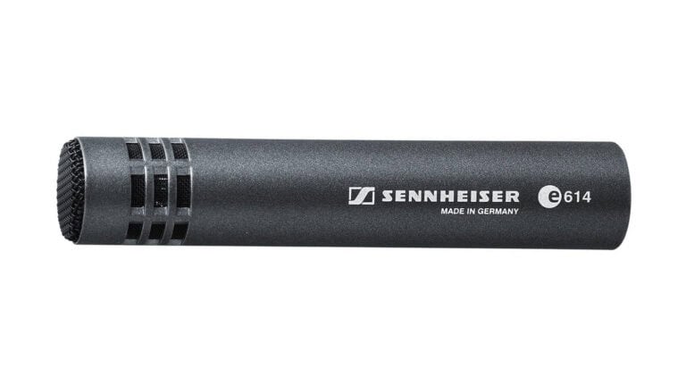 Sennheiser e614 side shot in black with Sennheiser logo
