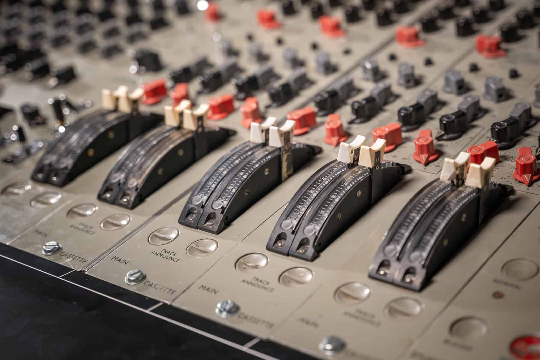 Faders on the EMI TG1234 console used to record 'Abbey Road.'