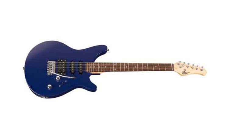 rogue rr100 with HSS pickup configuration, tremolo bridge, and rosewood fretboard