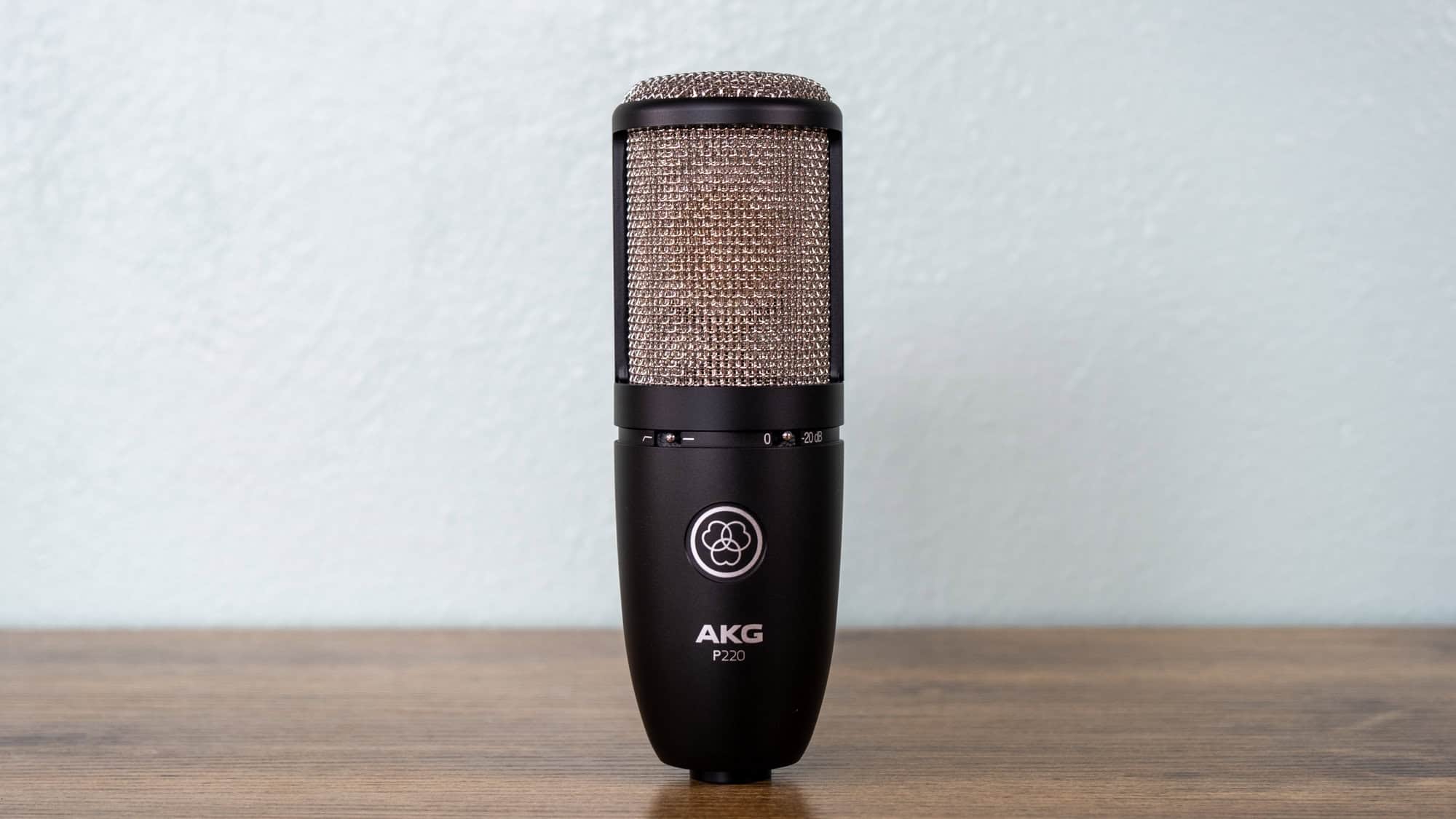 AKG P220 standing on a table.