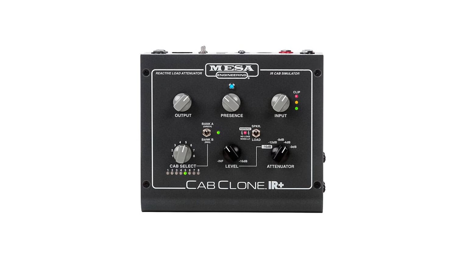 mesa boogie cabclone ir+ top shot with black enclosure, control set, metering, and MESA./Boogie logo