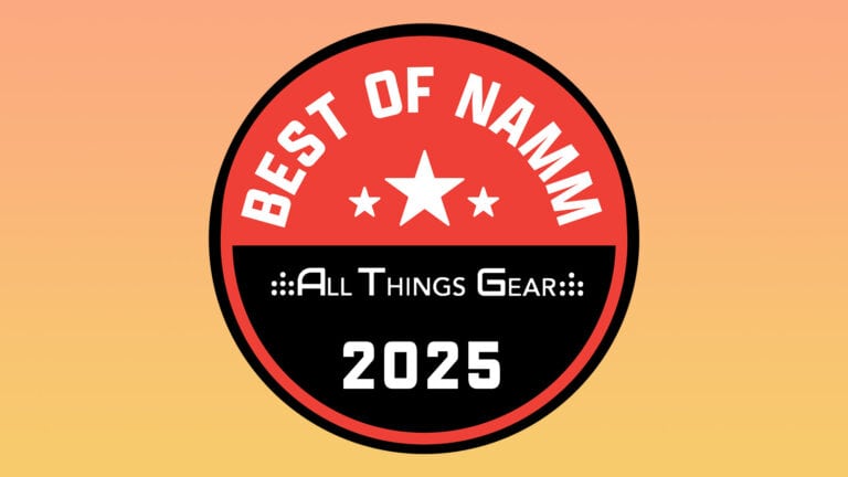 All Things Gear Best of NAMM 2025 award on a gold background.