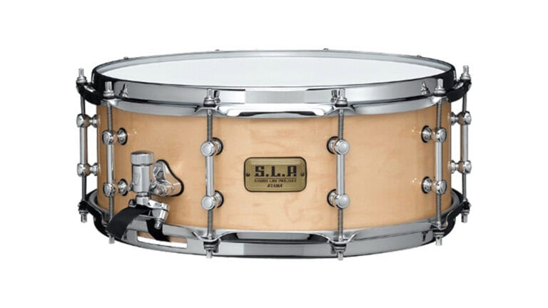 Tama S.L.P. Series side shot with hoops, lugs, and throw-off