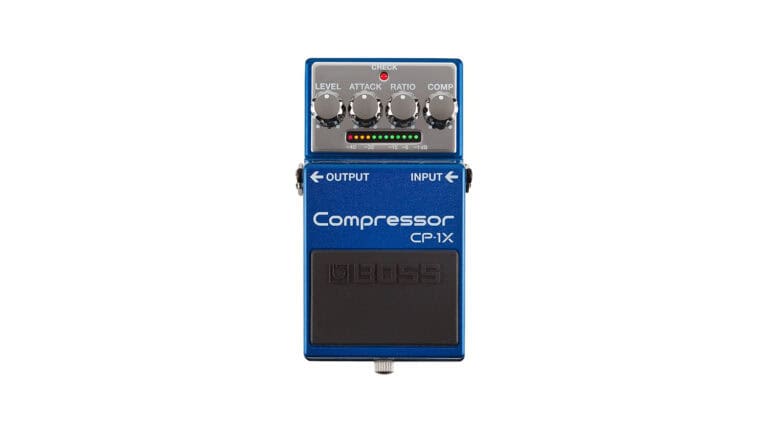 BOSS CP-1X front shot with controls and gain reduction meter