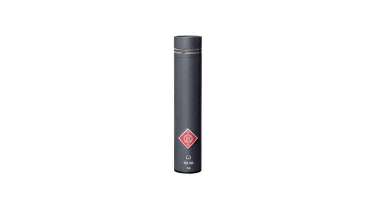 Neumann KM 184 side shot with black enclosure and Neumann logo