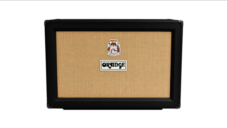 Orange Amplifiers PPC212-C front shot with black enclosure, tweed grille cloth, and Orange logo
