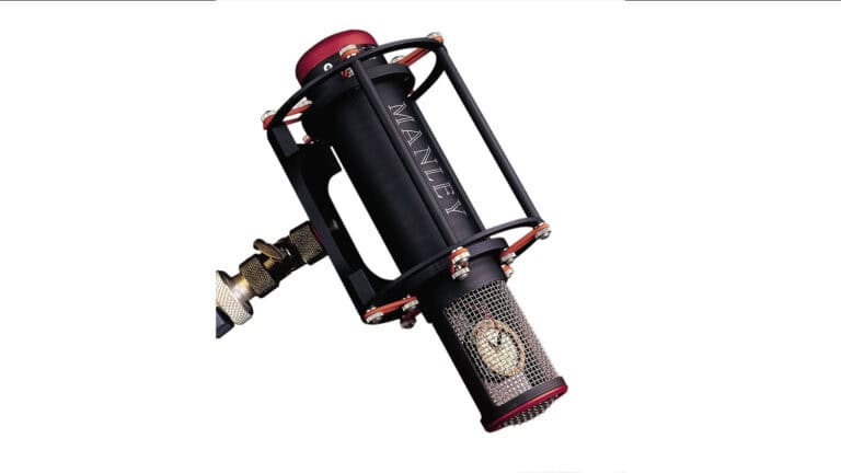 manley reference inverted shot in shock mount with black enclosure grill screen and capsule