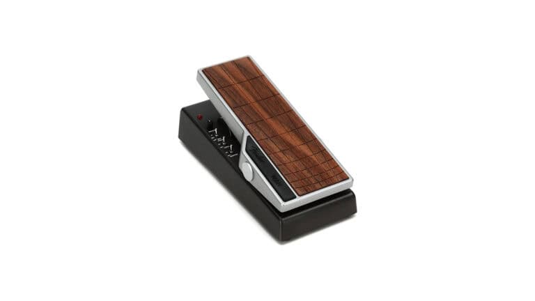 Fender Tread-Light angled shot with black base and wooden treadle accent