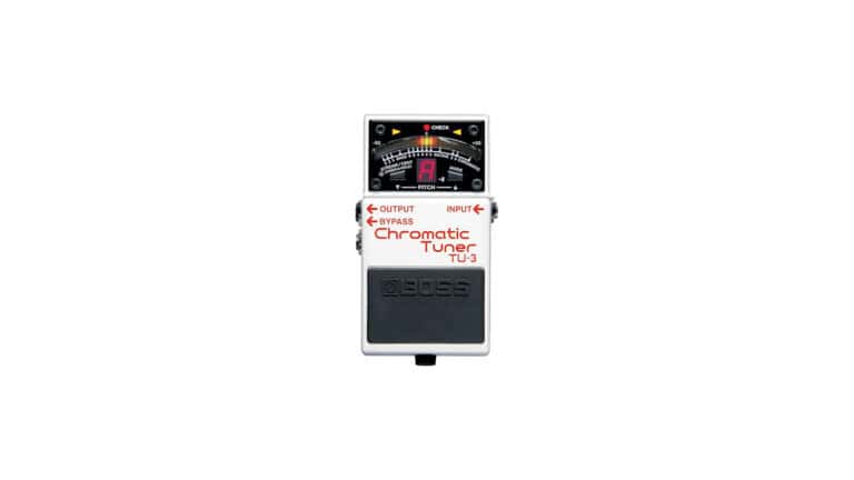 BOSS TU-3 front shot with white housing and LED readout