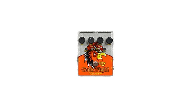 Electro-Harmonix Cock Fight front shot with graphics and black control knobs