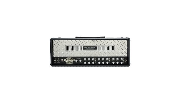 MESA Boogie 90s Dual Rectifier front shot with black enclosure and brushed metal faceplate