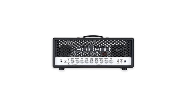 Soldano SLO-100 Super Lead Overdrive front shot with black tolex and grey faceplate